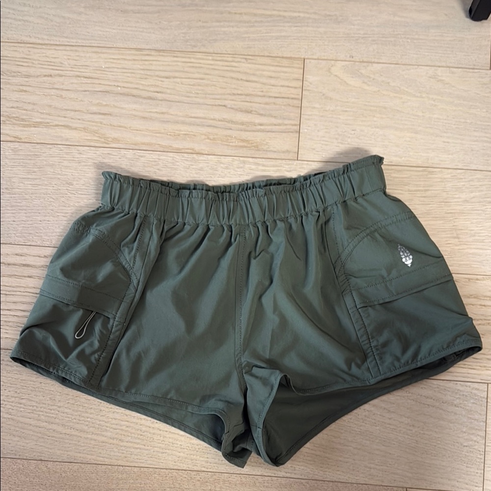 Free People Green Athletic Shorts with Elastic Waistband